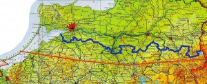 Przebieg linii granicznej z Obwodem Kaliningradzkim ( do 1946 r. i obecny), źródło wmtmk.pl