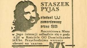 Ulotka  rocznicowa poświęcona Stanisławowi Pyjasowi, źródło Europejskie Centrum Solidarności